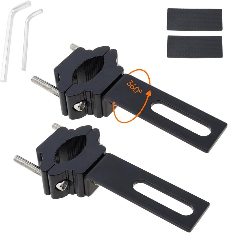 Windance Pack of 2, Spotlight Mount Brackets , Aluminum Alloy Auxiliary Light Signal Light Mounting Fork Bumper Roll Bar Clamps for Motorcycle Bicycle Scooter Mountain Bike ATV UTV (Small) - Image 1